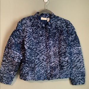 NWT Chico’s Blue Ruffle Zip Jacket